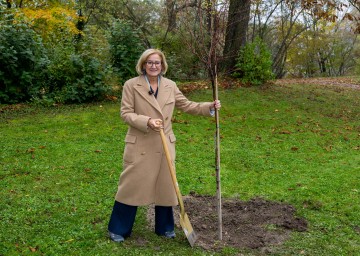 Landeshauptfrau Johanna Mikl-Leitner freut sich über 200 Bäume im Regierungsviertel St. Pölten.
