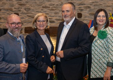 Bürgermeister Reinhard Nosofsky, Landeshauptfrau Johanna Mikl-Leitner, Landeshauptmann Hans Peter Doskozil und LH-Stellvertreterin Astrid Eisenkopf