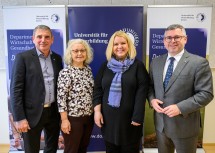 Pressekonferenz zum Pilotprojekt „Gesundheitsregion Waldviertel“ (v.l.n.r.) Bürgermeister Günther Kröpfl, Allgemeinmedizinerin Monika Steinkellner, Doris Behrens von der Donau Universität Krems und Landesrat Ludwig Schleritzko.