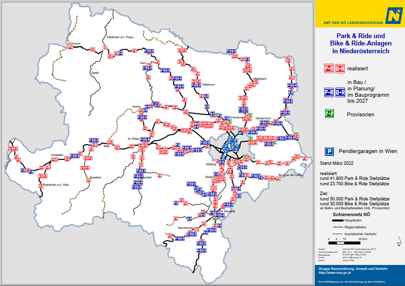 Park & Ride Karte - Land Niederösterreich